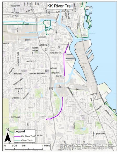 Kinnickinnic River Trail map. Image from the City of Milwaukee.
