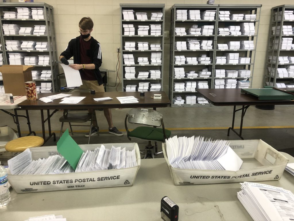 Outgoing ballots at the Milwaukee Election Commission warehouse. Photo by Jeramey Jannene.