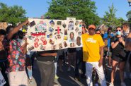 Patrick Smith, father of Sylville Smith who was killed by the Milwaukee Police Department in 2016, at a march in 2020. Photo by Jeramey Jannene.