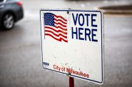 This sign directs voters to an early voting location at Midtown Shopping Center in Milwaukee on Oct. 28, 2018. Emily Hamer/Wisconsin Watch