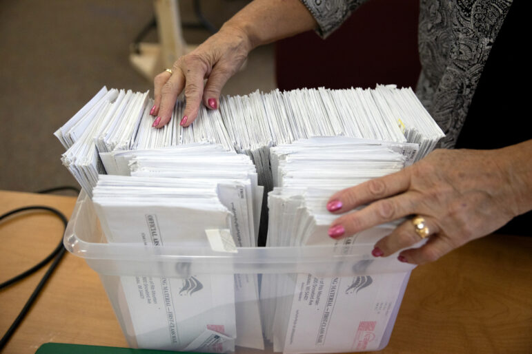 Absentee ballots. Photo by Coburn Dukehart / Wisconsin Center for Investigative Journalism.