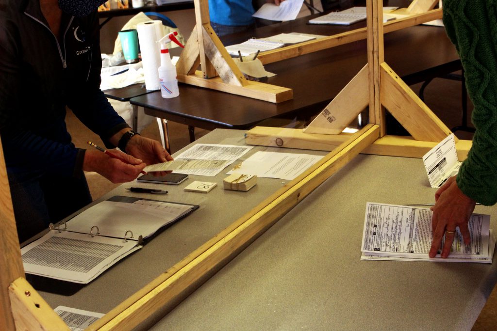 Poll workers in Primrose. Photo by Henry Redman/Wisconsin Examiner.