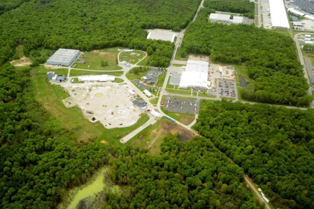 An aerial photo of Tyco's Fire Training Center in Marinette. Photo from Johnson Controls International.