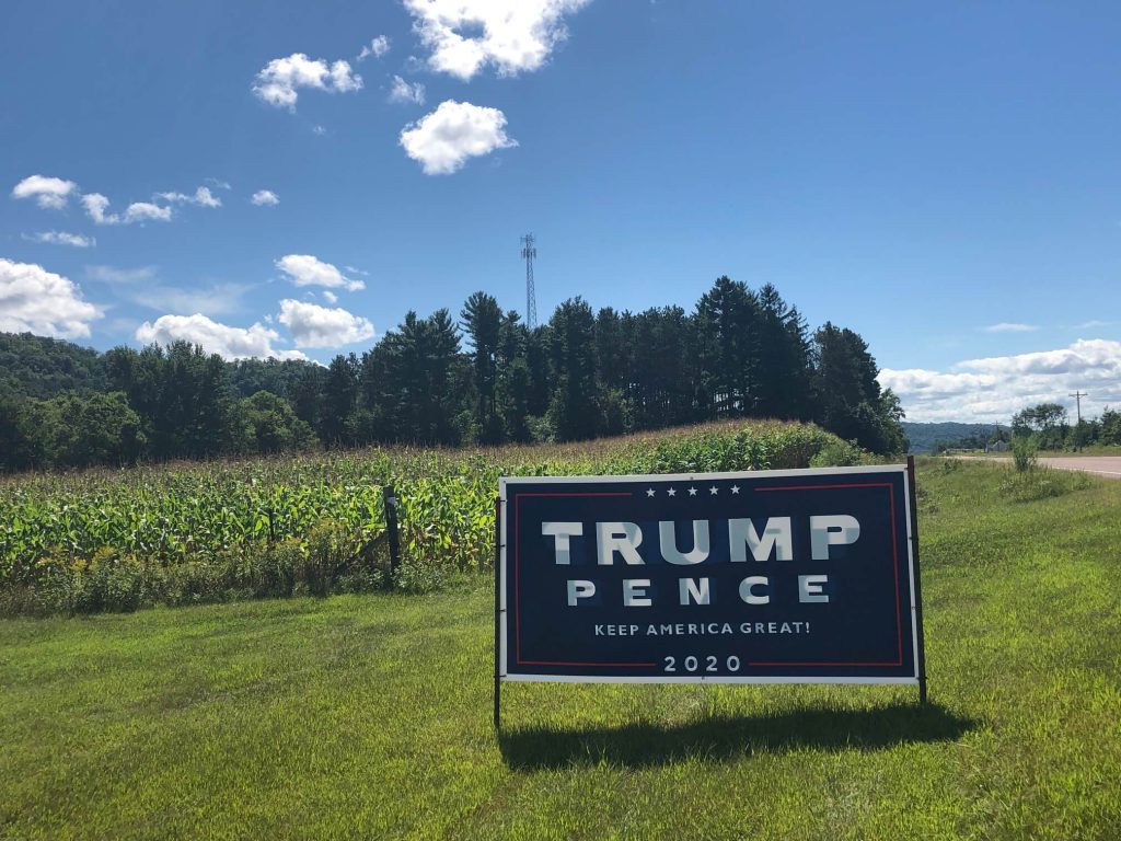 A Trump sign on the side of the road in Buffalo County. Photo by Ruth Conniff/Wisconsin Examiner.