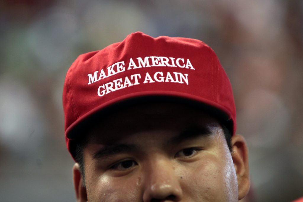 Person wearing a Make America Great Again hat. Photo by Gage Skidmore from Peoria, AZ, United States of America, CC BY-SA 2.0 , via Wikimedia Commons