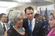Maria Monreal-Cameron and Scott Walker at the August 2016 opening of the Mexico Consulate at 1443 N. Prospect Ave. Photo by Michael Horne.