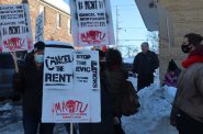 The Milwaukee Autonomous Tenants Union holds a picket outside of S2 Real Estate Photo by Isiah Holmes/Wisconsin Examiner.