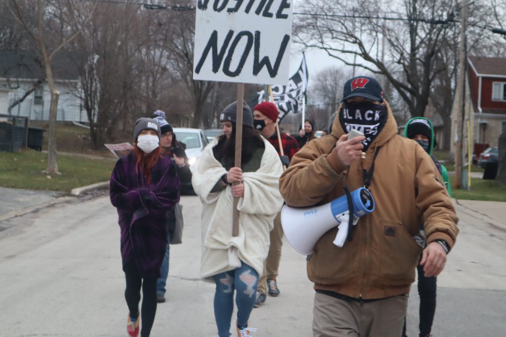 Protesters hold a march for Jay Anderson Jr., on the 300th day of protest in the Milwaukee area. Photo by Isiah Holmes/Wisconsin Examiner.