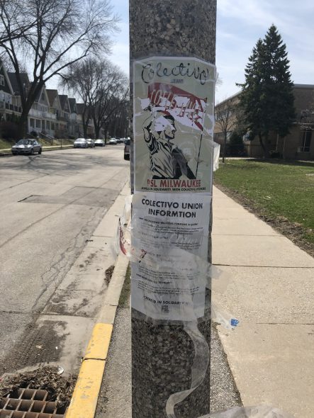 Colectivo Union posters are attached to light poles in a number of locations in Riverwest. Photo taken March 30th, 2021 by Dave Reid.