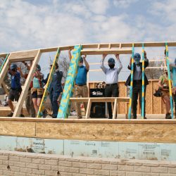 Raising the front wall at the Habitat for Humanity house at 3455 N. 3rd St. Photo by Jeramey Jannene.