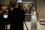 Soprano Jeni Houser films an "Opera Postcard from Madison" on Monday, March 22, 2021, inside the Chazen Museum of Art in Madison, Wis. Angela Major/WPR