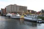 Milwaukee Boat Line vessels at their new dock on the Milwaukee River. Photo by Jeramey Jannene.