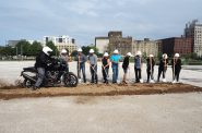 Groundbreaking ceremony for the new The Garage event venue at the Harley-Davidson Museum. Photo by Jeramey Jannene.
