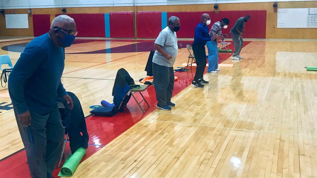 Participants engage in physical exercise and take informational classes in the Men Moving Forward program. Photo provided by Sophia Aboagye, Medical College of Wisconsin/NNS.