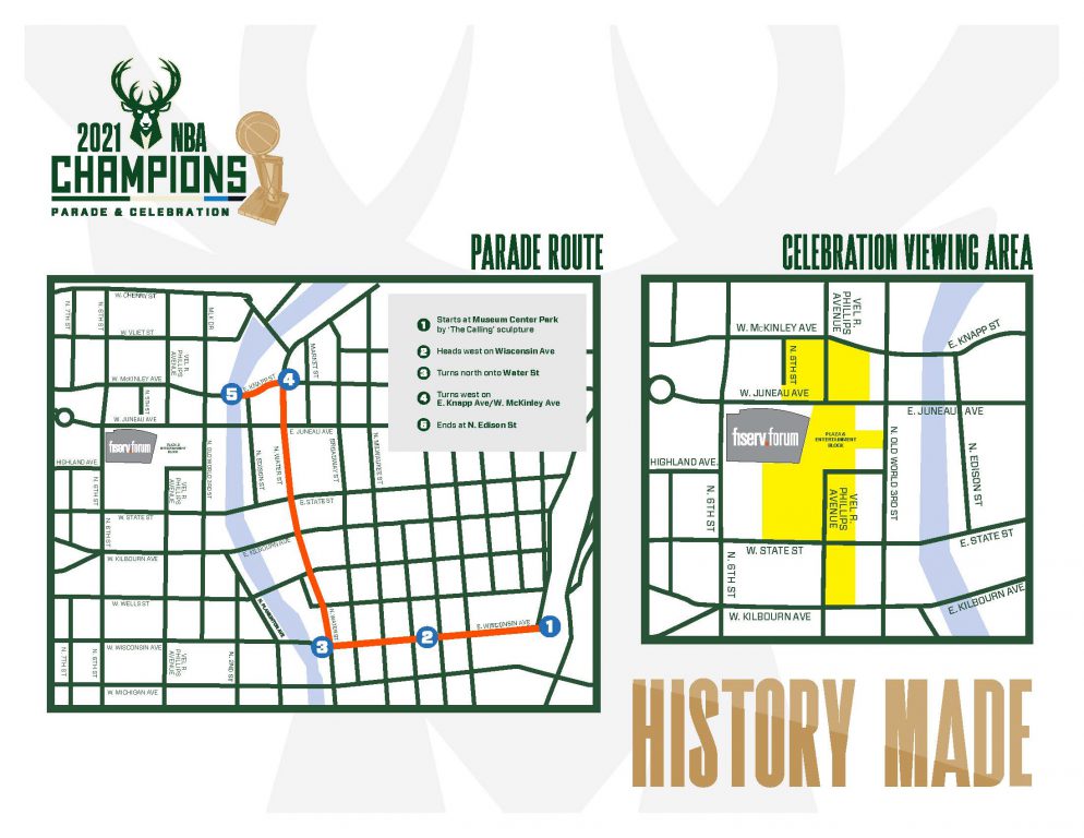 Milwaukee Bucks parade route. Image from the Milwaukee Bucks.