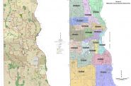 Current county board districts and the proposed districts.