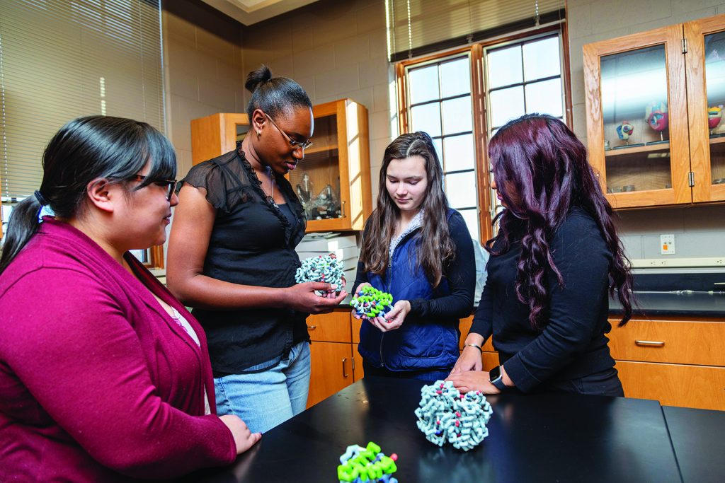 Students in the Jewel Scholars program, pictured here in early 2020, receive scholarships funded through the National Science Foundation. This program is among the $16.8 million in federal grants that have been awarded to Mount Mary University over the past five years. Photo courtesy of Mount Mary University.