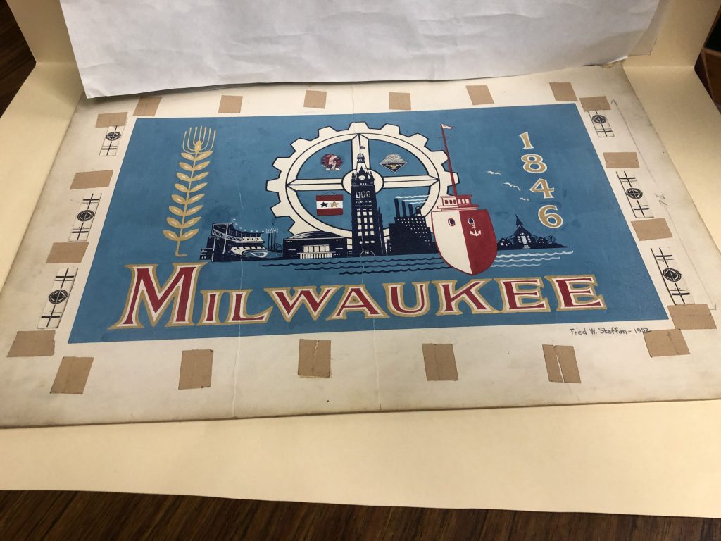 1952 Milwaukee flag design by Fred Steffan. Photo by Jeramey Jannene.