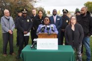 Rep. LaKeshia Myers speaks at a red light camera press conference. Photo by Jeramey Jannene.