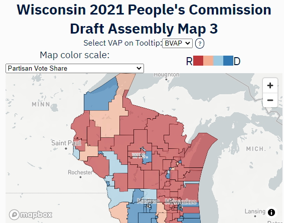 Wisconsin 2021 People's Commission Draft Assembly Map 3