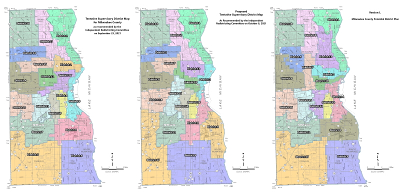 Independent Redistricting Committee's first, second and third maps.