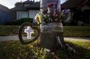 A memorial for Bianca Bates, a 31-year-old woman who was fatally shot earlier this year, is displayed Tuesday, Oct. 26, 2021, in Sherman Park in Milwaukee, Wis. Angela Major/WPR