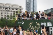 Giannis With Championship Trophy. Photo taken July 22nd, 2021 by Hope Moses.