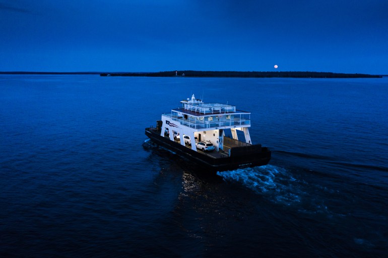 The Washington is among five ferries that transport residents, tourists and cargo between Wisconsin’s Door Peninsula and Washington Island, which sits north of the peninsula, surrounded by Lake Michigan. Hoyt Purinton, president of the Washington Island Ferry line, says the past decade has seen dramatic shifts in Lake Michigan’s water levels. Photo taken Jan. 10, 2020. Brett Kosmider / Door County Pulse