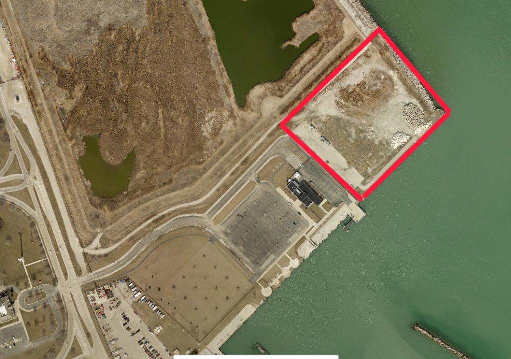 Port Milwaukee South Shore Cruise Dock site. Aerial map from City of Milwaukee LMS.