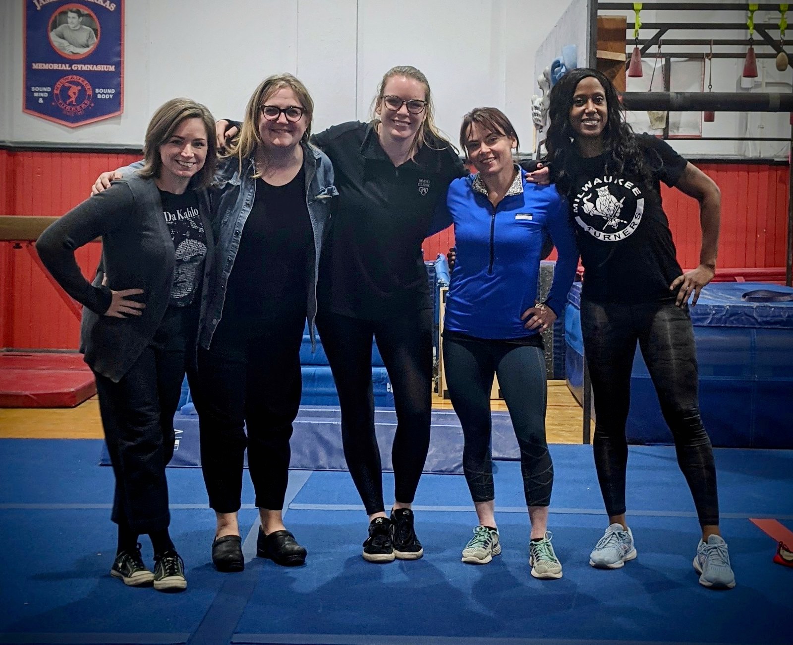 Researchers from Marquette University and Cardinal Stritch University are exploring exercise with women impacted by mass incarceration. From left: Heather Hlavka, Jennifer Ohlendorf, Madeline Wright, Noelle Brigden and Amber Tucker. Photo provided by Noelle Brigden/NNS.