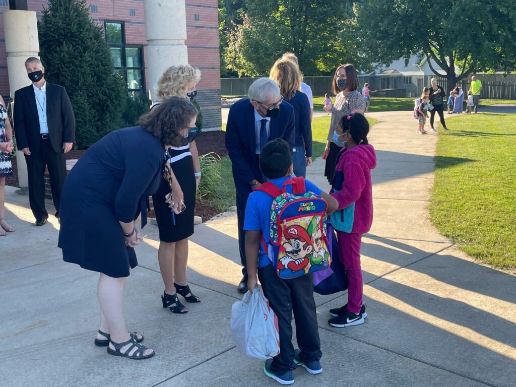 Superintendent of Public Instruction Jill Underly with Gov. Tony Evers. Photo from Evers’ Facebook.
