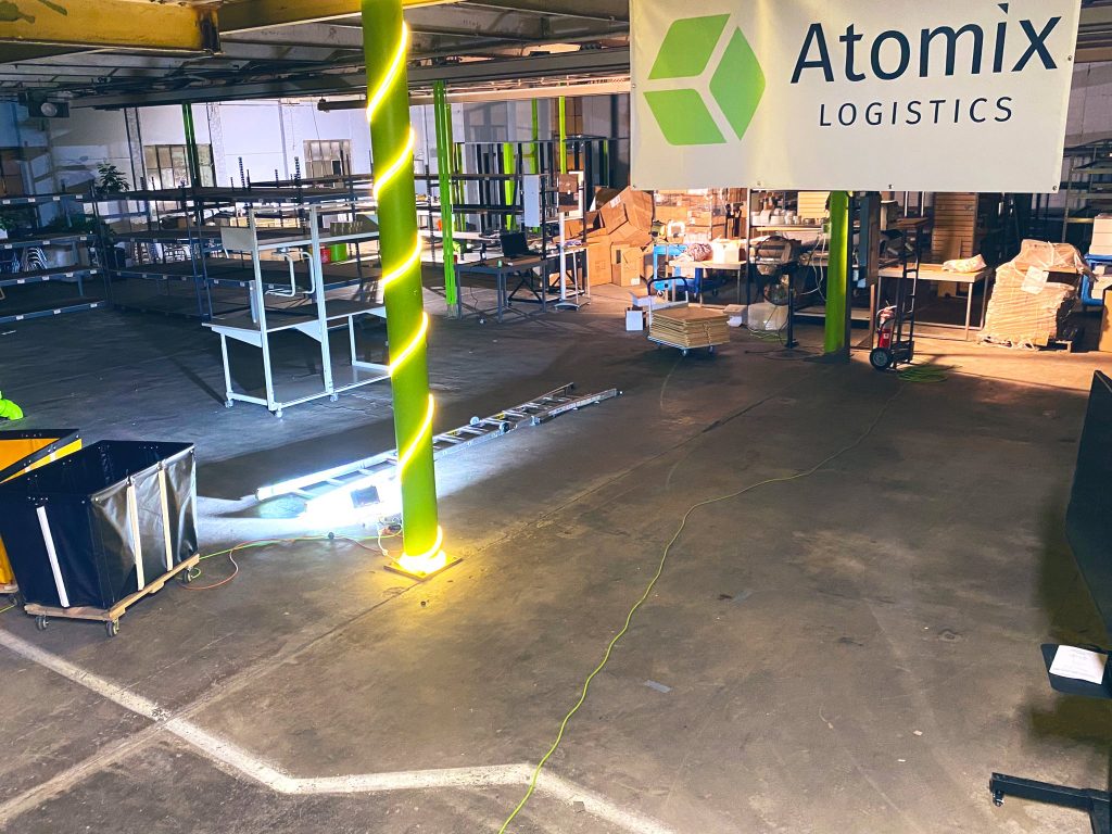 Atomix warehouse. Image from Atomix Twitter account.