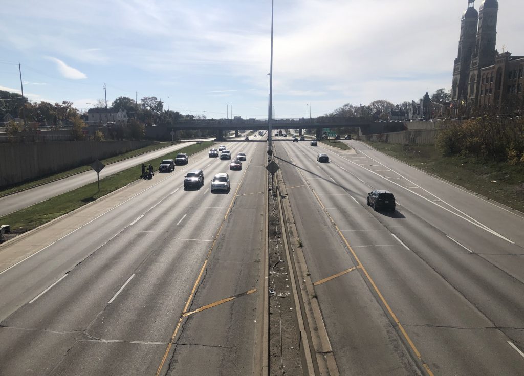 Interstate 43/94 freeway as seen from the W. Lapham Blvd. bridge. Photo by Jeramey Jannene.