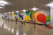 Partially-complete, 2nd Street skywalk mural from Alex Couto. Image from Milwaukee Downtown.