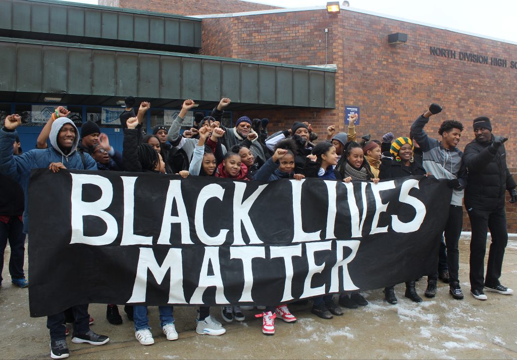 Nearly 200 students demonstrated outside North Division High School for Black Lives Matter at School Week in 2019. Three years later, MPS reports that despite making up around 50% of students, Black students account for around 80% of suspensions. (NNS file photo by Allison Dikanovic)