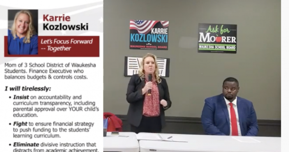 Karrie Kozlowski at a candidate forum. Screenshot via YouTube