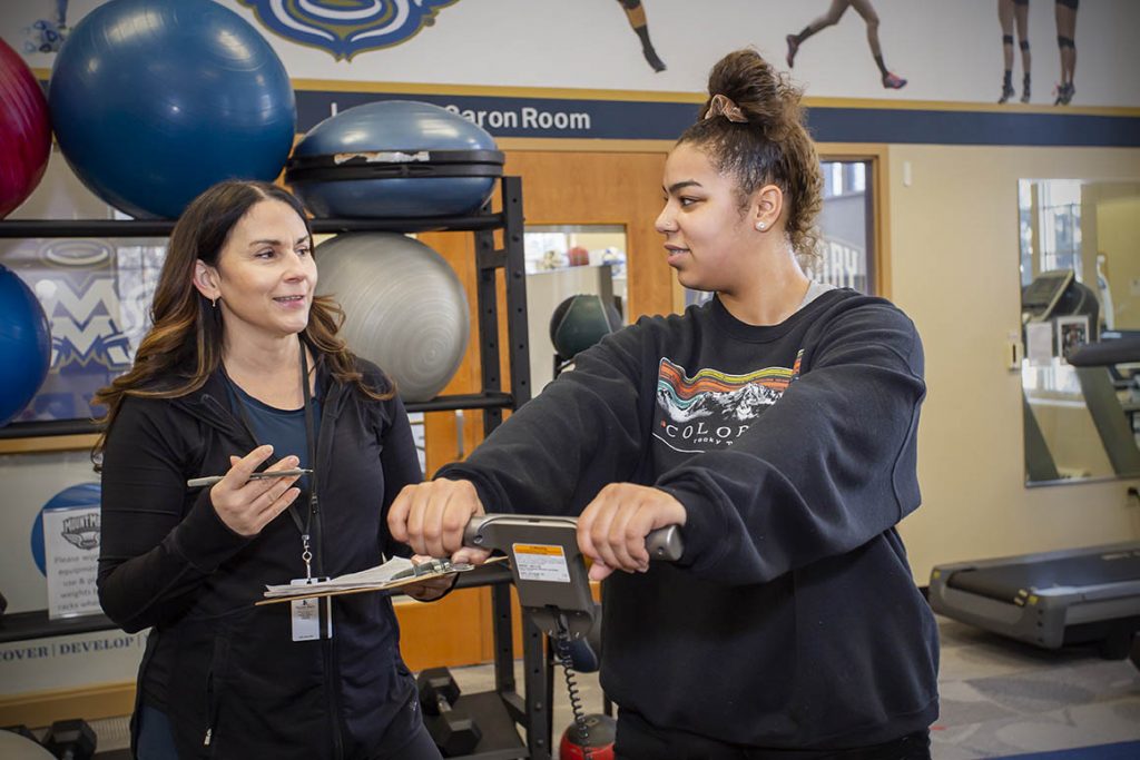 Mount Mary’s new exercise science degree will let students earn income and gain real-world experience before graduation, said faculty member Cindy Kidd, left. Photo courtesy of Mount Mary University.