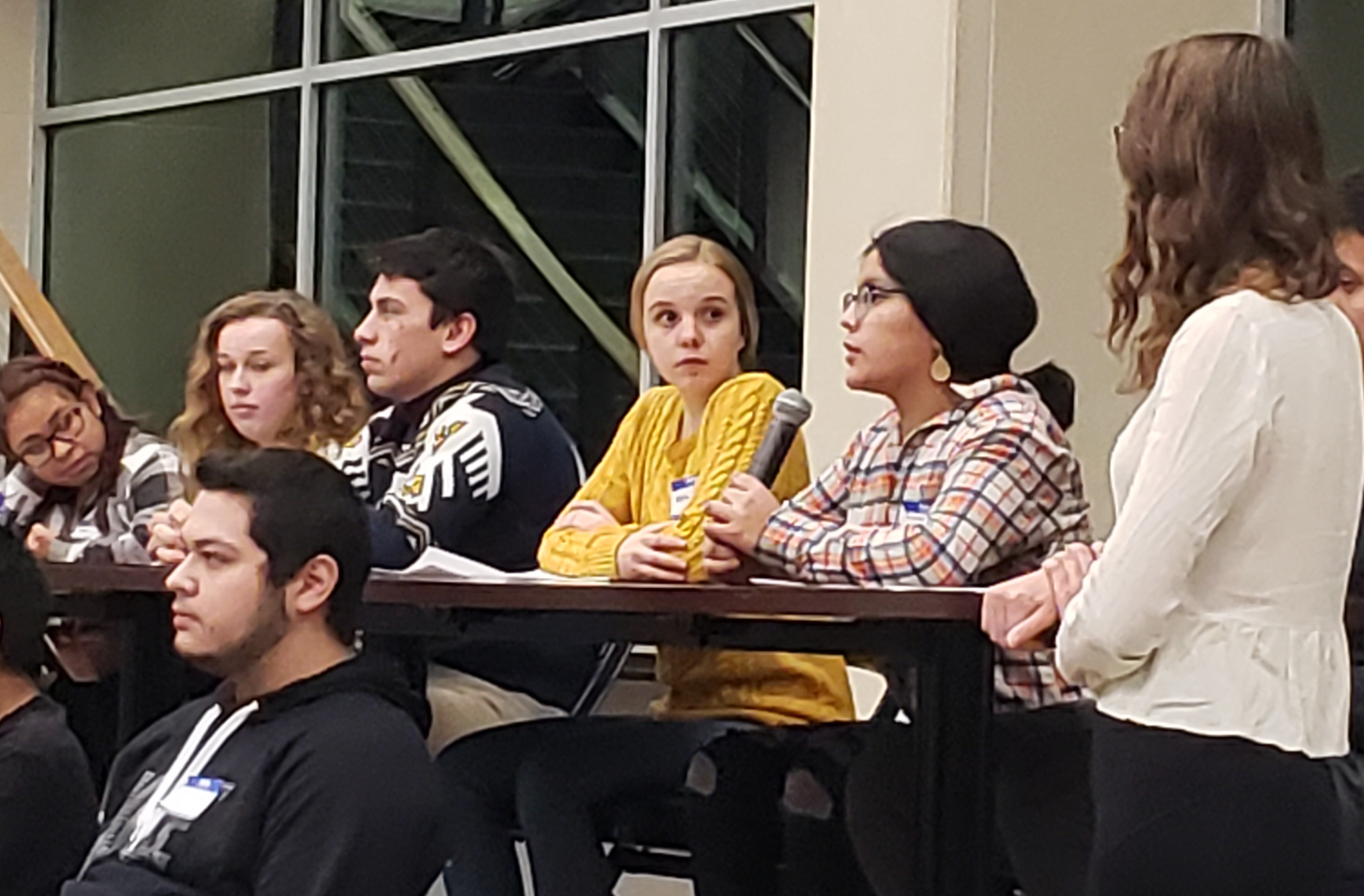 Baraboo High School students took part in a panel discussion on diversity at Baraboo High School in December 2019. Photo by Erik Gunn/Wisconsin Examiner.