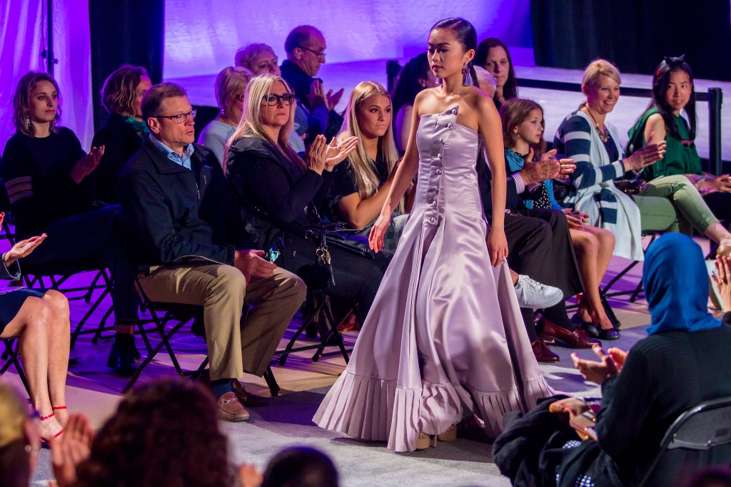 Mount Mary’s in-person celebration of fashion will return to campus Saturday, May 14, with live shows at 3 and 7 p.m. showcasing garments and collections designed by students. (2019 photo)