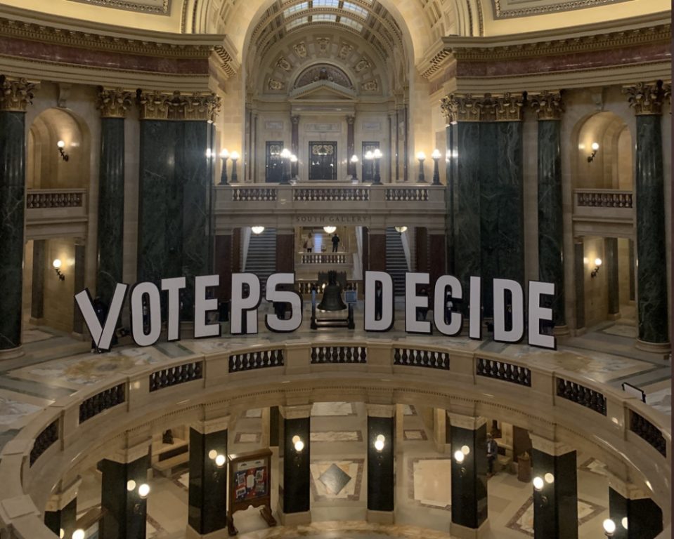 Hundreds of people packed the Capitol for a day-long hearing on Republican legislative leaders’ voting maps, which advocates and experts said are gerrymandered to lock in GOP control. File photo from the Wisconsin Examiner.