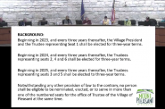 At a Jan. 24 meeting, the Mount Pleasant Village Board voted to extend its term lengths from two years to three. Monday the board repealed the change. Screenshot from the Village of Mount Pleasant.