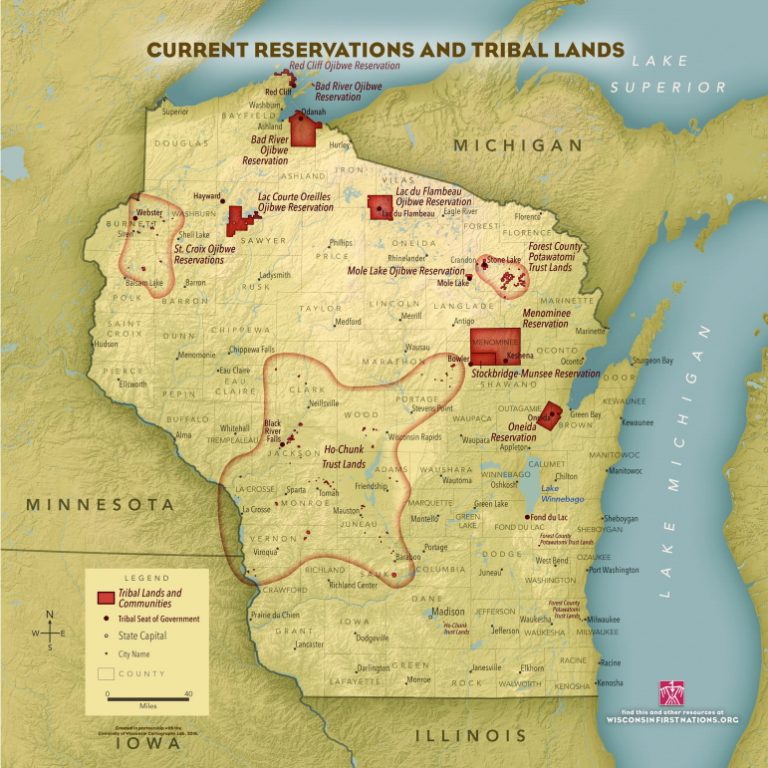 This map shows the current reservations and tribal lands in Wisconsin. PBS Wisconsin Education