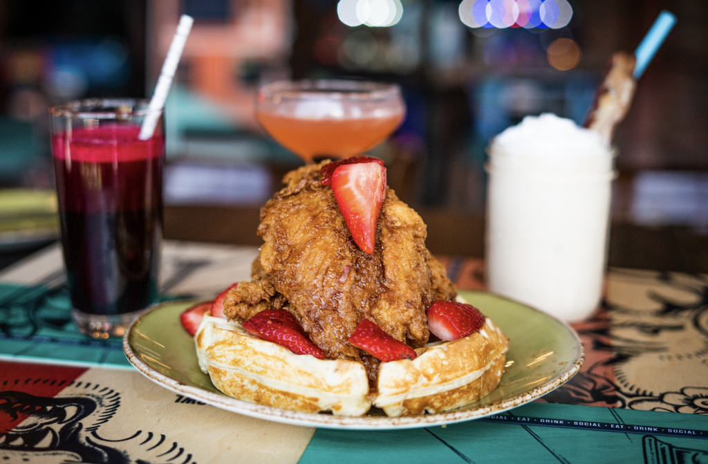 Chicken & Waffles. Photo courtesy of Punch Bowl Social.