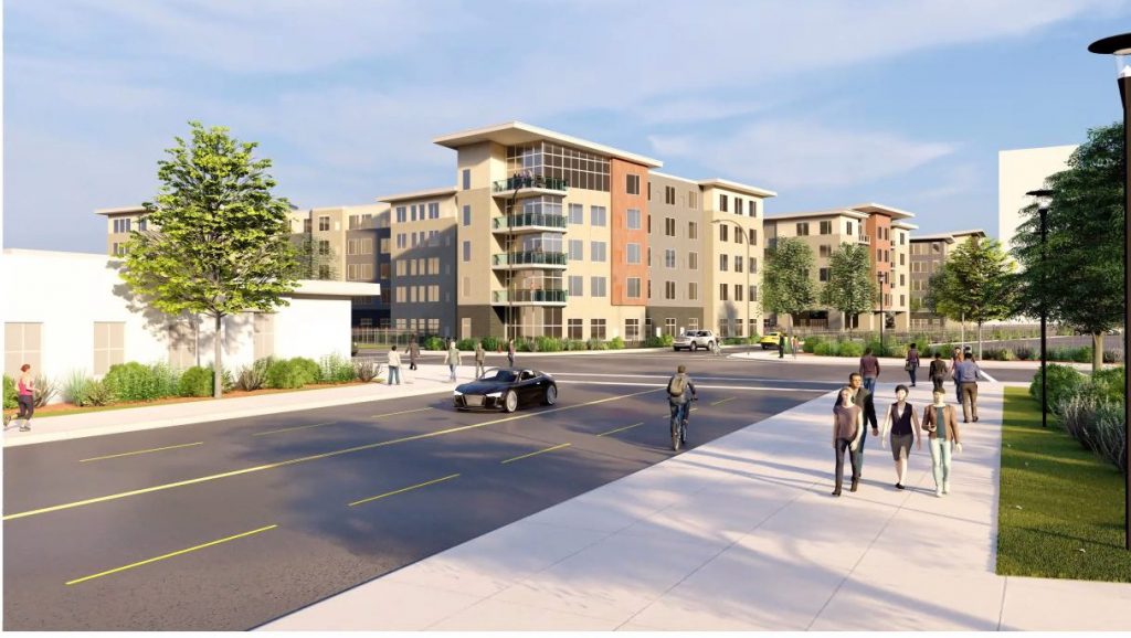 Proposed Kaeding Development at Summerfest and Lincoln Memorial, viewed from the southeast. Rendering by Ramlow/Stein Architecture + Interiors.
