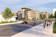 Proposed Kaeding Development at Summerfest and Lincoln Memorial, viewed from the southeast. Rendering by Ramlow/Stein Architecture + Interiors.