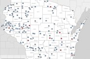 A map from the Wisconsin PSC documenting all the requests for broadband expansion grants in the current round.