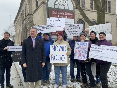 On Tax Day, Wisconsinites Rally Outside of Ron Johnson’s Office As Republicans Push to Raise Wisconsinites’ Taxes