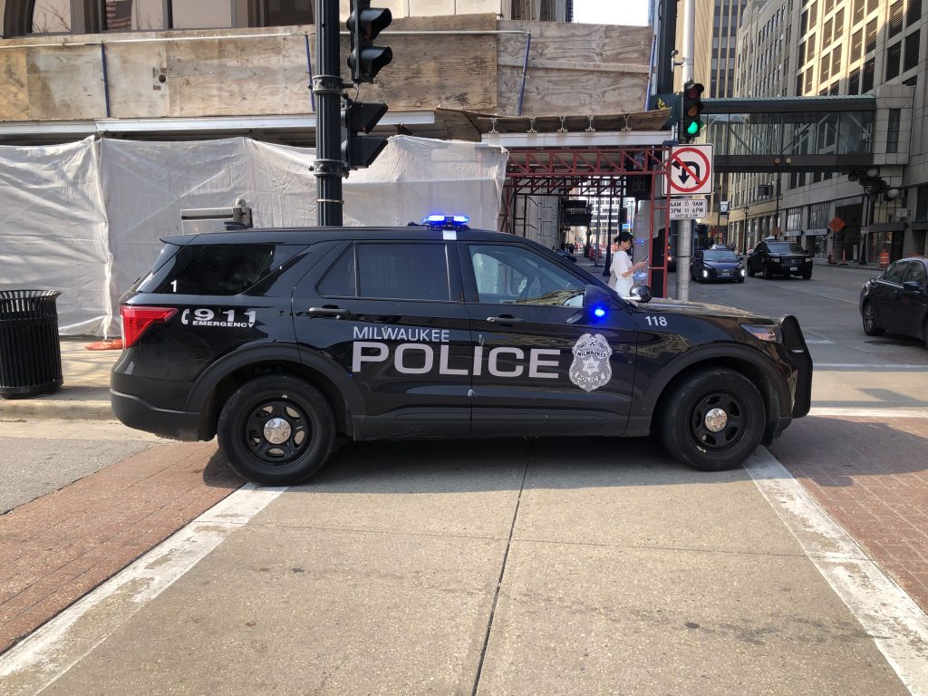 A Milwaukee Police Department SUV in downtown Milwaukee. Photo by Jeramey Jannene.
