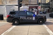 A Milwaukee Police Department SUV in downtown Milwaukee. Photo by Jeramey Jannene.