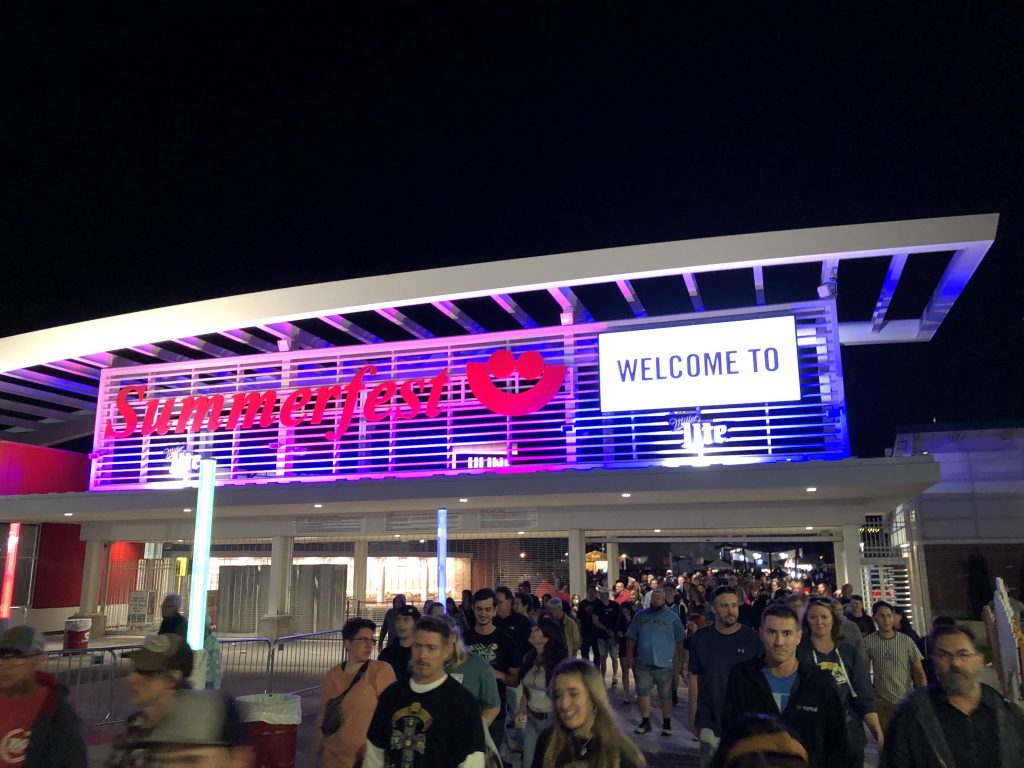 People file out of Summerfest on the last night of the 2021 festival. Photo by Jeramey Jannene.